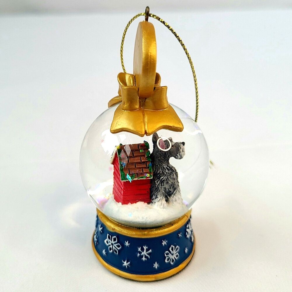 Danbury Mint Christmas Miniature Schnauzer Mini Snow Globe Ornament Dog House - Picture 8 of 11